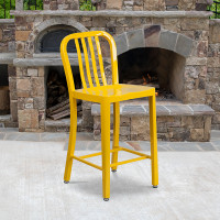 Flash Furniture CH-61200-24-YL-GG 24" Metal Stool with Back in Yellow